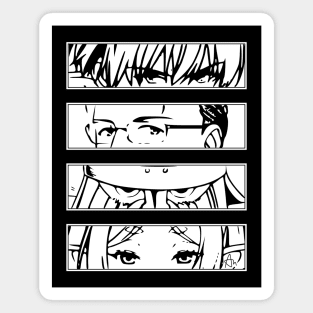 SNF1 Sousou no Frieren Beyond Journeys End at the Funeral manga characters HIMMEL HEITER EISEN FRIEREN black and white minimalist anime eyes vector gifts October 2023 Magnet